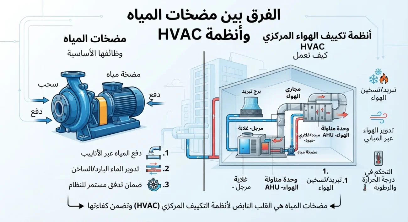 الفرق بين مضخات المياه وأنظمة HVAC