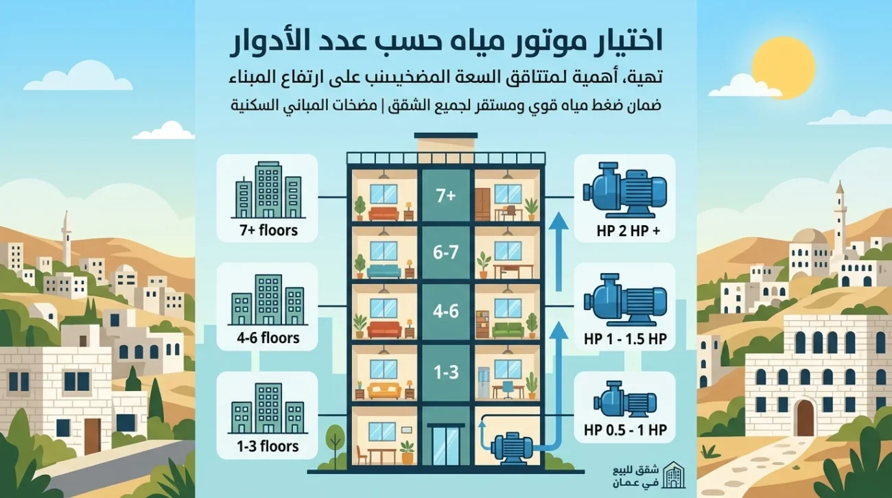 شقق للبيع في عمان كيف تختار موتور مياه مناسب لعدد الأدوار في المبنى؟