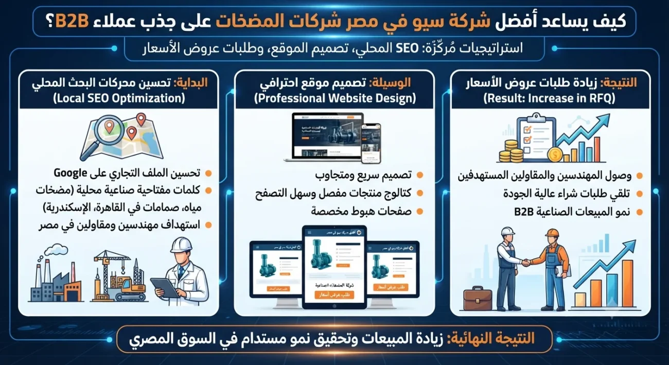 كيف يساعد أفضل شركة سيو في مصر شركات المضخات على جذب عملاء B2B؟